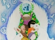 戰爭和平主題兒童畫-在和平鴿的懷抱里