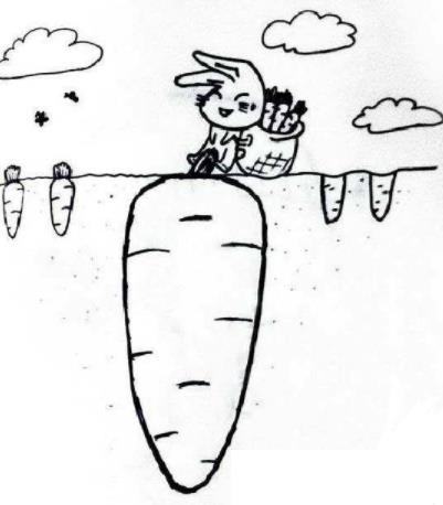 兔子拔蘿卜簡筆畫圖片_兔子兒童繪畫作品圖集