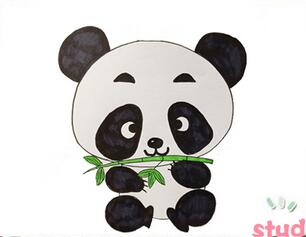 抱著竹子的熊貓簡筆畫