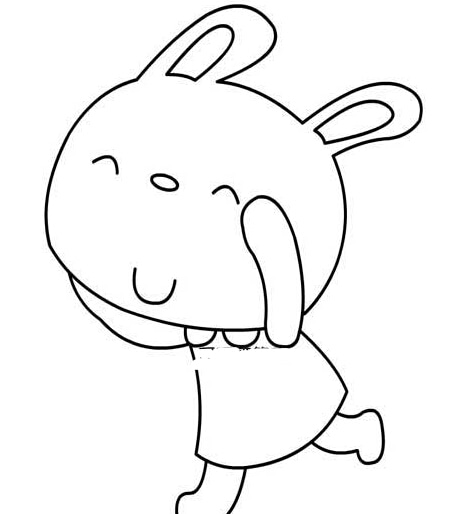 調皮的小白兔卡通動物簡筆畫圖片