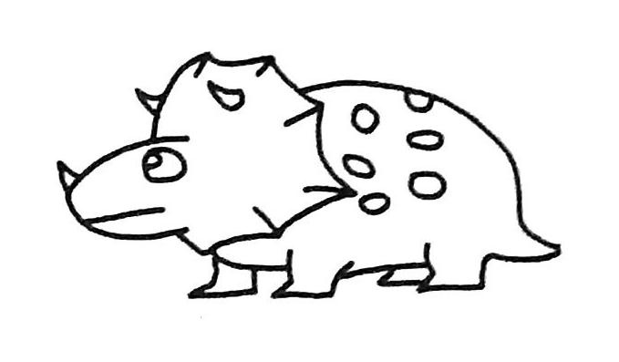 恐龍三角龍怎么畫_三角龍的簡筆畫畫法步驟圖解
