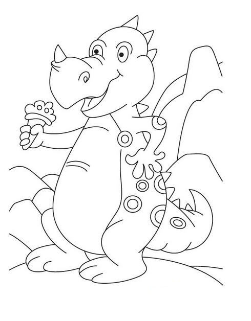 愛吃冰激凌的大恐龍 卡通恐龍簡筆畫