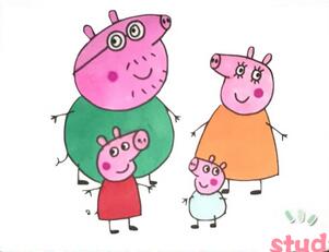 小豬佩奇一家人簡筆畫