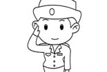 卡通人物簡筆畫圖片大全_敬禮的女警察